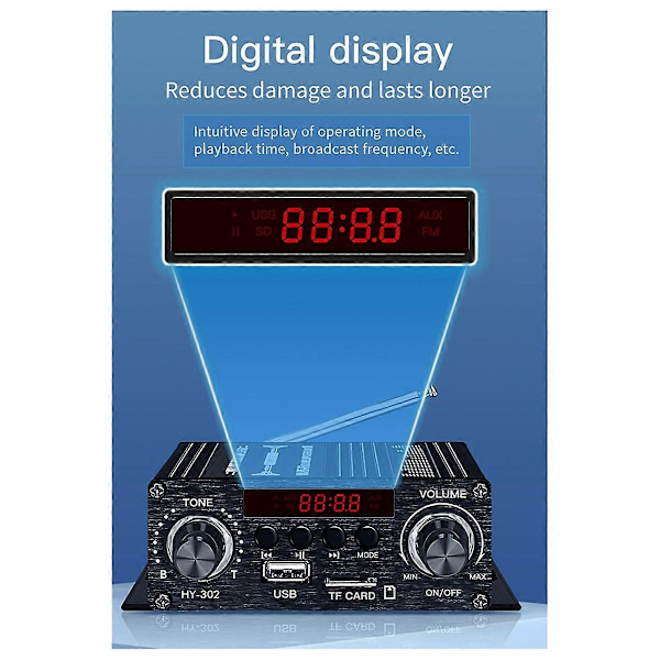 Ny Digital Bluetooth Forsterker 12V Hjemmebil 2 Kanal