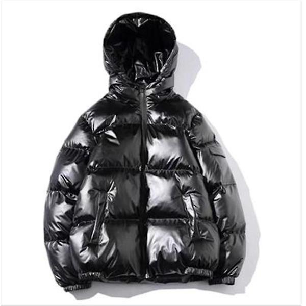 Miesten löysä musta talvihuppari, paksu ja kiiltävä, 4XL