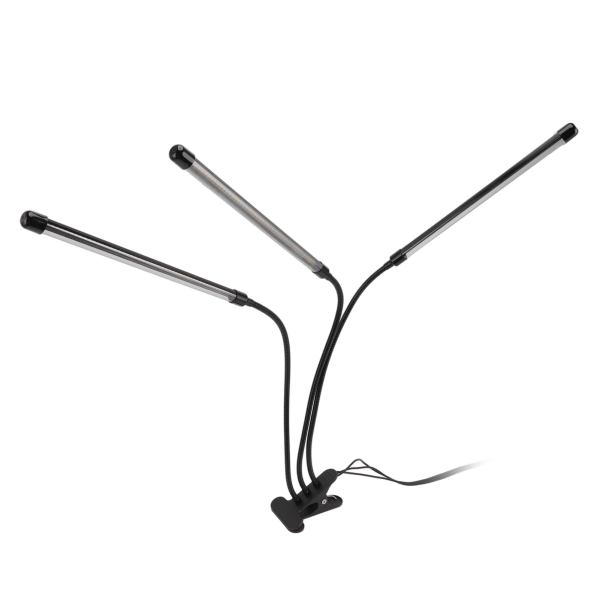 3 Hoved Klips Plantelys Fuld Spektrum Rød Hvid Varm Lys 10 Niveau Justerbar USB LED Plantevækstlampe med Timer