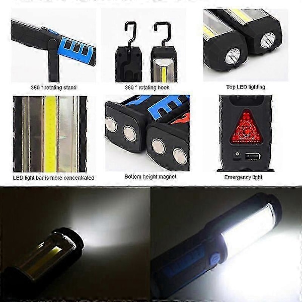 LED COB Håndlygte Genopladelig Magnetisk Arbejdslampe Værksted Inspektionslampe blueB 1 stk
