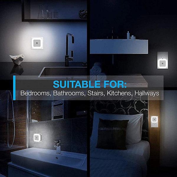 Smart Sensor LED Natlys, Daglys Hvid, 0,5W Stikkontakt, 6-pak