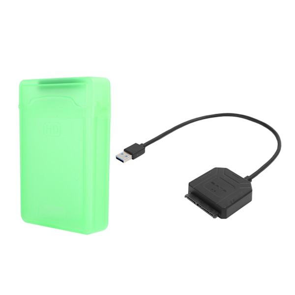 SATA USB 3.0-adapter 2,5 tommer 3,5 tommer SSD HDD harddisk-kabel datamaskintilbehør beskyttelsesboks (grønn)