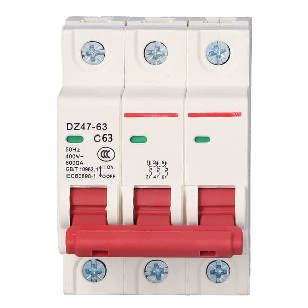 Miniatyr effektbryter DIN-skinnefeste PC-deksel Husholdningsluftbryter AC 400V 3P DZ47‑6363A