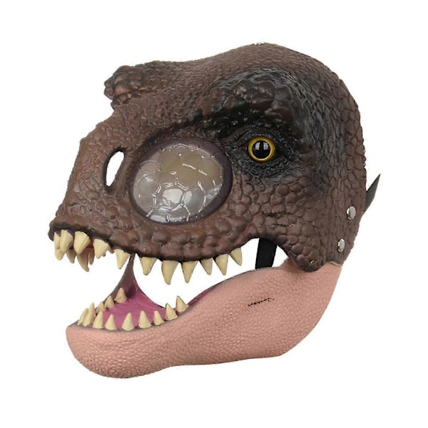 Ansiktsskydd Skrämmande Realistisk Dekorativ Festlig Iögonfallande Rollspelsrekvisita Latex Halloween Skräck Dinosaurie Rörlig Käke Öppen Mun Huvudbonad För Karneval