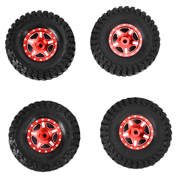 4 st 1/24 RC-bildäck i gummi, RC-fordonshjul, Crawler-bildäck för Axial SCX24 90081 AXI00001 AXI00002, röda