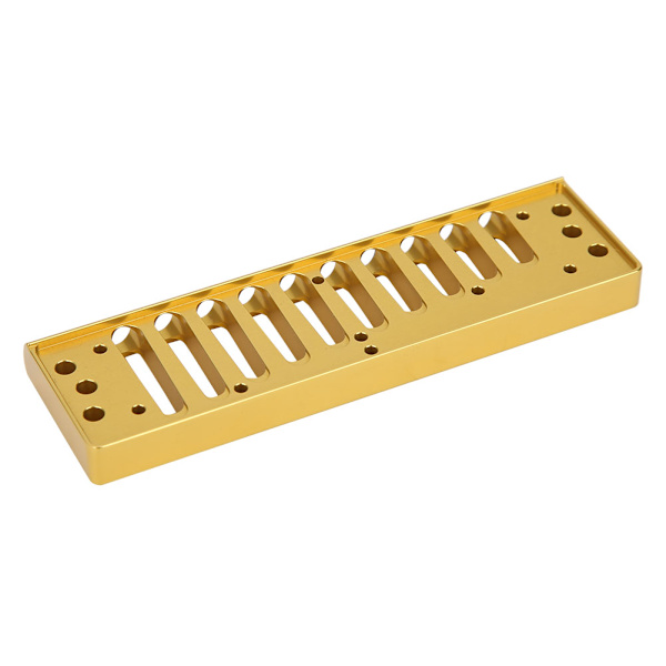 Harmonica Comb 10-hullers Blues Harpe Comb Part til HOHNER SP20 Aluminiumslegering Harmonica tilbehør Guld