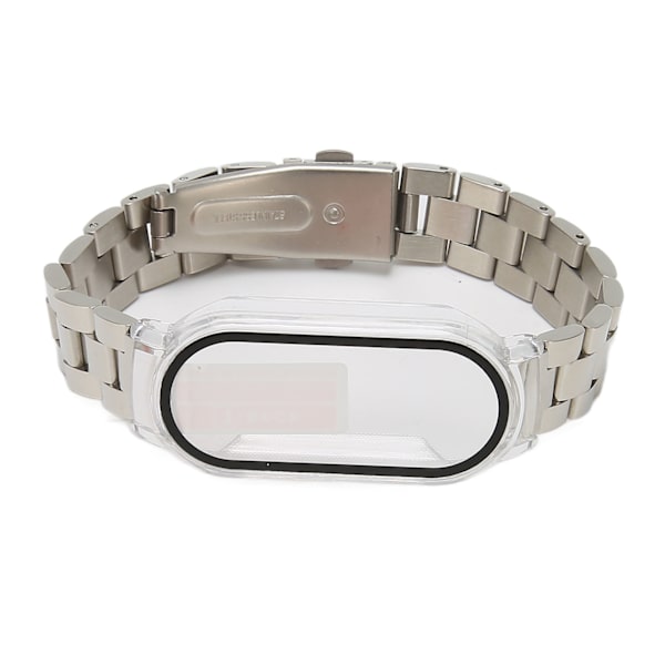 Watch Armband Easy Adjust Fullt skydd Rostfritt stål Ersättningsrem för Mi Band 7 Silver