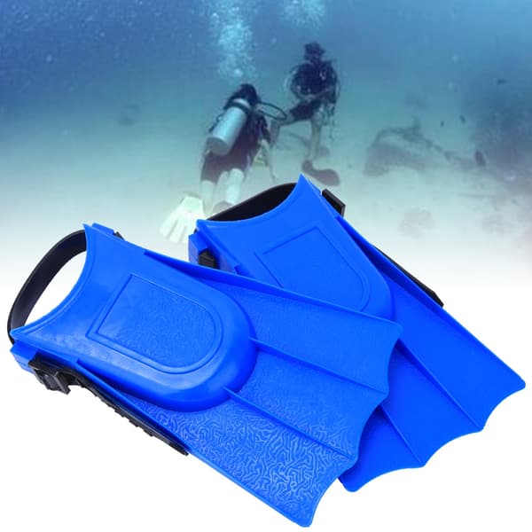 Ett par PVC Barn Lätta Dyk Sim Träning Fenor Snorkling Korta Simfötter Blå 25-30 Yard