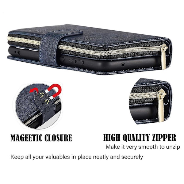 Etui til Samsung Galaxy S22 Ultra, Wallet Phone Case Mørkeblå