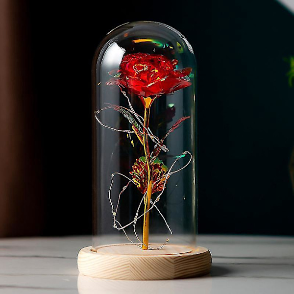 Eternal LED Light Red Infinity Rose in Glass Dome