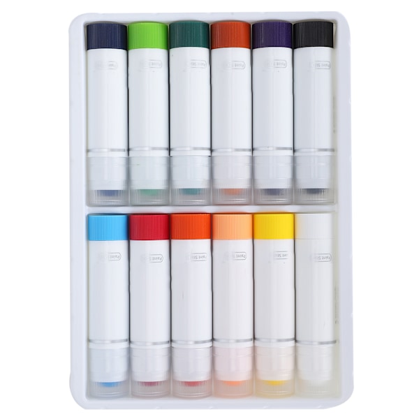 12 stk. Gouache malingpinner - roterende fargestifter for barn - vaskbare - fargerike - kraftig farge