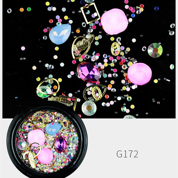 Neglekunst Rhinestone Uregelmæssig AB Bor Hul Nitte Perler Mærkat DIY Manicure Værktøj G172