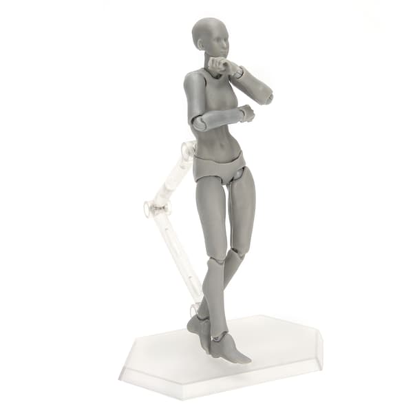 PVC Konstnärs Actionfigur Modell Mänsklig Ritmodell Kvinnlig Skyltdocka Dekoration Grå