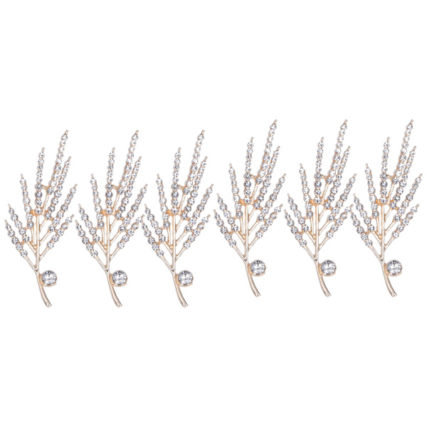 6 st blomformade broscher DIY strassbrosch nål för skor kläder smycken dekoration vit strass vetegren