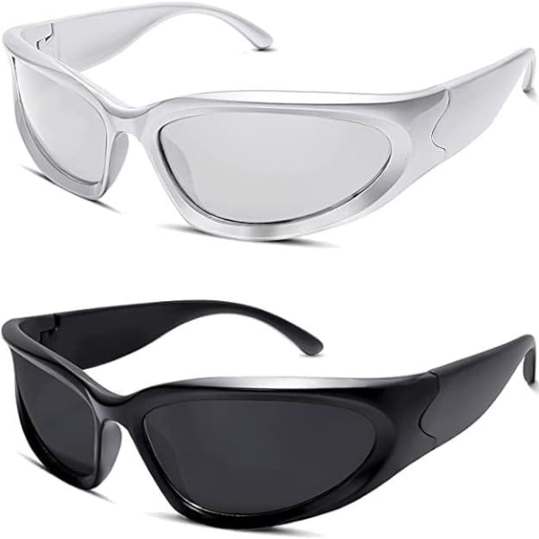 Två lins Polariserande Surround Solglasögon Y2K Mode Futuristiska ovala Solglasögon UV400 Polariserande Körning Fiske Golf Solglasögon För Män För Kvinnor
