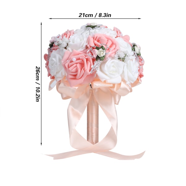 Kunstig Bryllupsbukett Simulering Brude Holder Blomsterdekorasjon Bryllupsutstyr Rosa