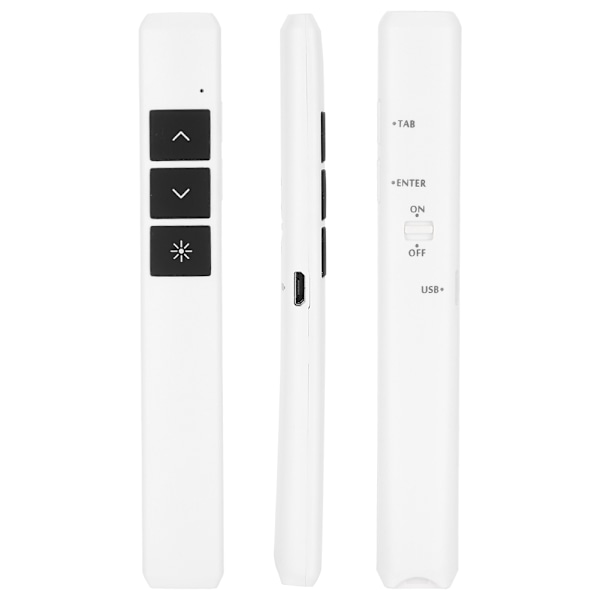 PP932 Trådløs peker PPT sidevending penn laserpresentator USB fjernkontroll presentasjonspenn hvit