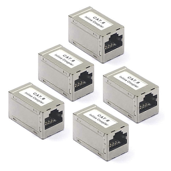 RJ45 Cat6 Koblingsstykke Pakke med 5 Skjermede Hunn til Nettverk Ethernet Adapter for Forlengelse Ethernet Kabel CAT6 CAT5 CAT5E