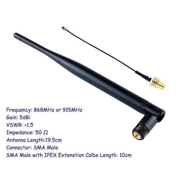 4 stk. 915Mhz Antenne 5DBi SMA Han med IPEX Forlængerkabel