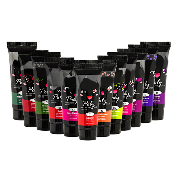 12 st 15 ml nagelförlängningsgel, smärtfri, luktfri, säker UV-nagelkonstgel för nagelsalonger
