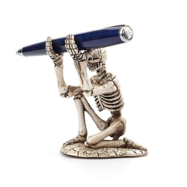 Penholder uhyggelig skeletdesign penopbevaringsstativ harpiks holdbar pladsbesparende skrivebordsorganisator til hjemmekontor