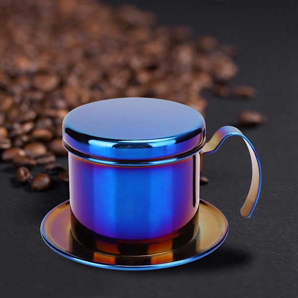Vietnamesisk kaffemaskine i rustfrit stål til hjemmet, køkkenet, kontoret og udendørs brug - Blå