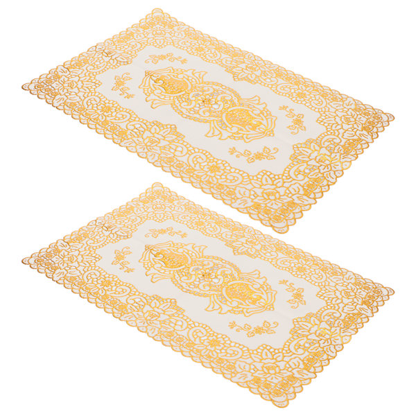 2 stk. 30 cm x 45 cm PVC-bordskåner Guld Pladsemåtter Kop Underkop Pad Køkken Bryllupsdekoration Stil 3