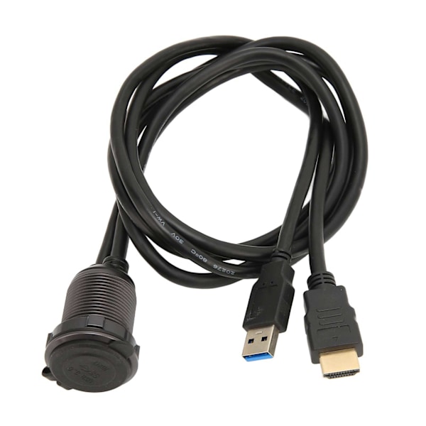 Bilinfälld kabel USB3.0 hane till hona kabel metallskal instrumentpanelmontering HD Multimedia Interface 4Kx2K med fäste LED-ljus