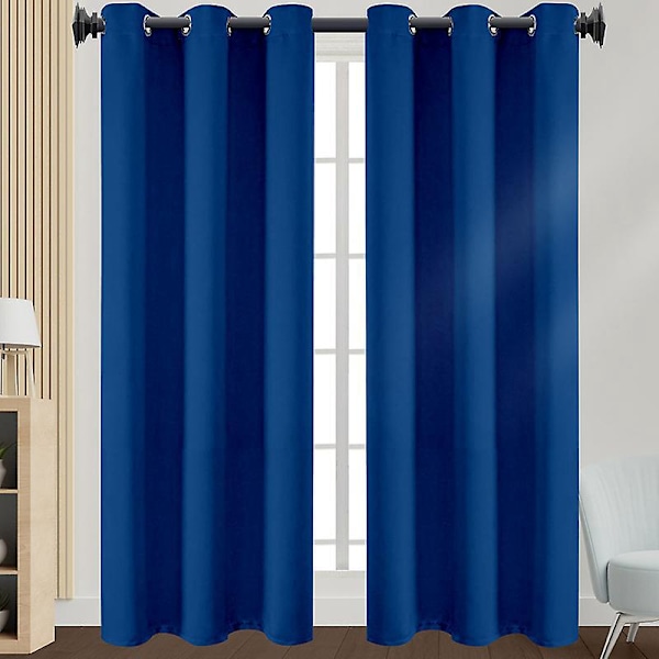 Vinduesgardindekoration - Termisk isolerede mørklægningsgardiner 132 cm bredde x 137 cm højde, 1 stk., marineblå