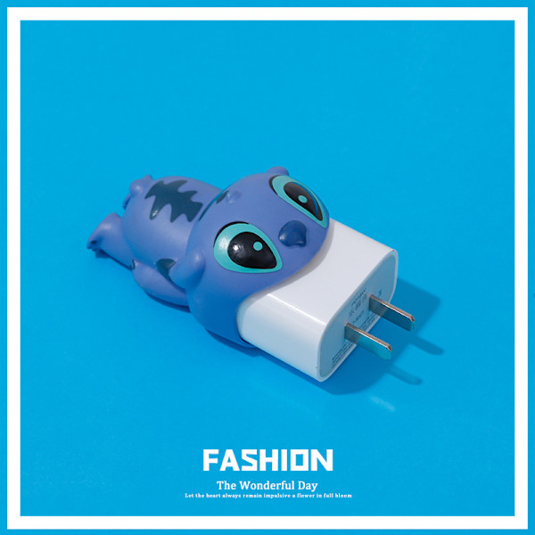 Mobillader Protector Cartoon Plastic Anti Breaking Data Kabel Beskyttelseshylse for IPhone 12 13 Blue