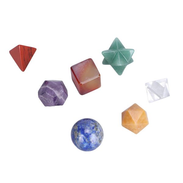7 st chakra-helande kristaller geometriska mönster form halvädelsten dekorativa positiva energikristaller prydnad blandad färg