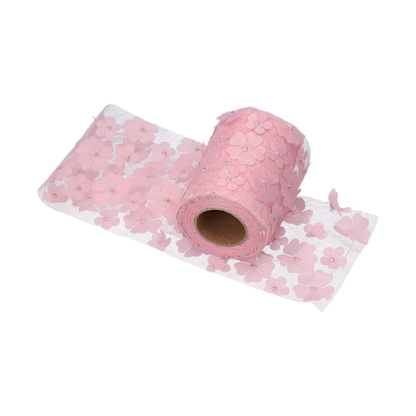 Blomster Tyllruller 10cm 10yd Premium Polyester Fleksibel Bred Anvendelse Utsøkt Glitrende Tyllruller Rosa