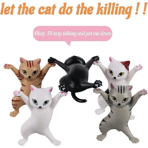 Dansende Katte og Penholder, Sjov Kat Penholder, Dansende Kat Dekorationer, Bærbare Kat Model Ornamenter, Dekorationer, Søde Ornamenter (5 stk)