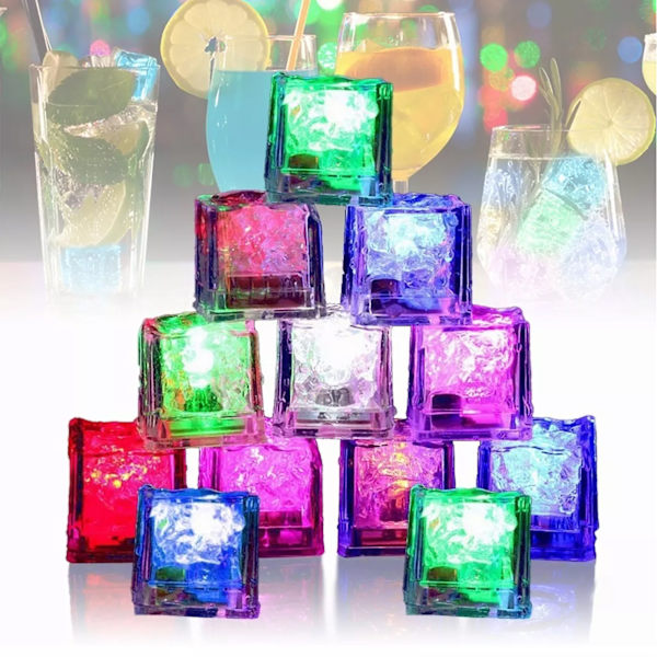 12 ST LED-iskuber Flytande induktion Elektroniska komponenter Färgglatt glitter Glödande blinkande iskuber