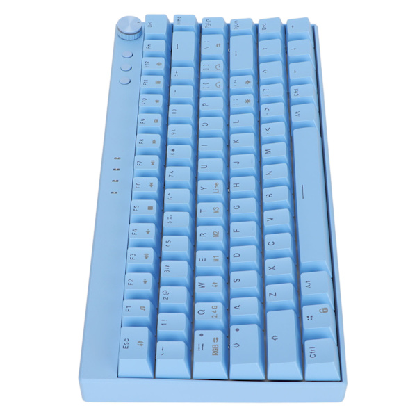 Blå mekaniskt tangentbord 82 tangenter tre lägen tangentbord med RGB kompatibel för Windows för IOS för Android bruna brytare