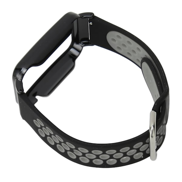 Hengittävä silikoniranneke suojakotelolla, sopii Mi Band 7 Prolle, musta harmaa ja musta kotelo