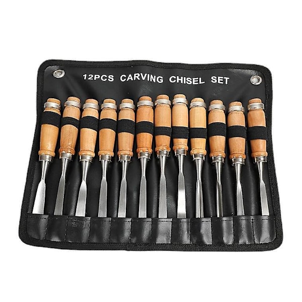 Wood Carving Tools Set - 12 Pcs, Woodworking Chisels and Knives for DIY Sculpture, Carpentry Experts & Beginners