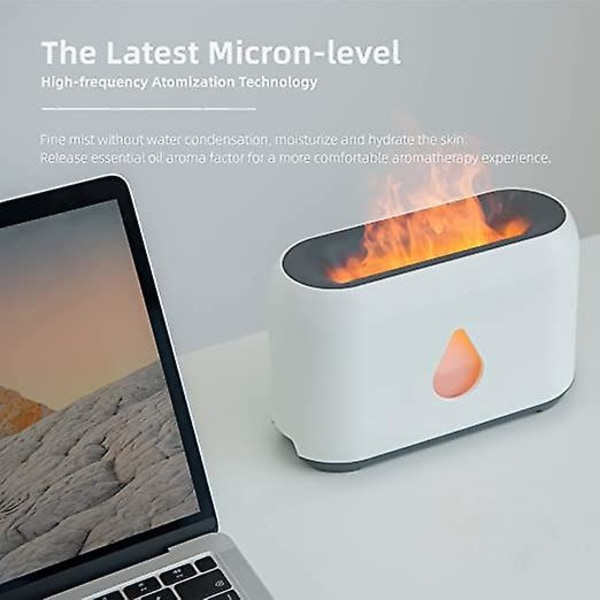 Eteriske Oljer Diffuser med Flammeeffekt Lys - Luftfukter med 3 Timere og Justerbar Lysstyrke - Diffuser med Fjernkontroll for Hjem, Seng