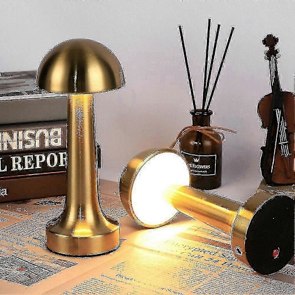 LED Bordlampe Berøringssensor Oppladbar Skrivebordslampe Soverom Restaurant Bar Dekor - JRCN Dumbbell Gull