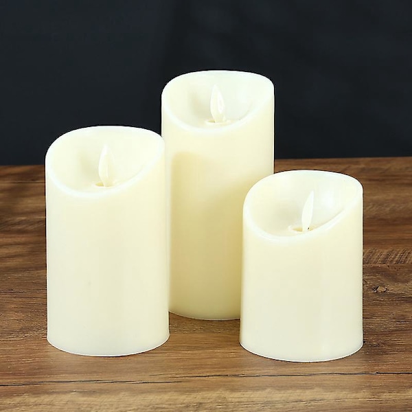 3 st Flameless LED-te ljus för hemdekoration