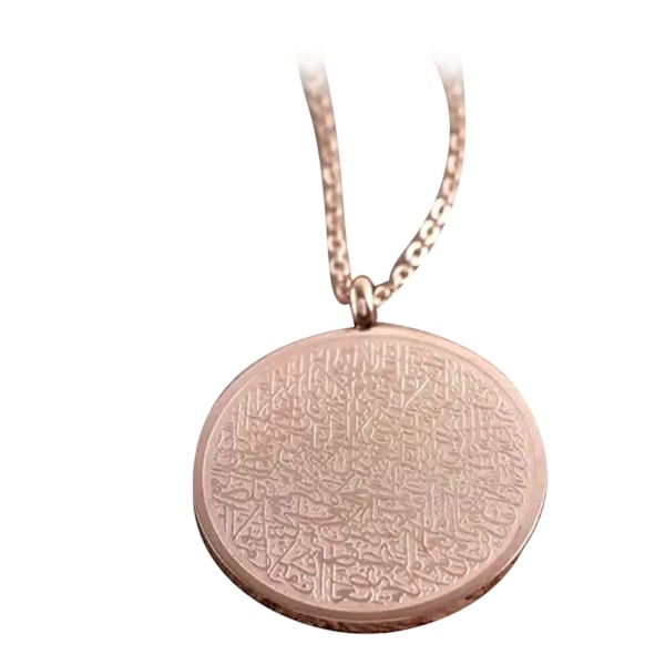Runt Saint-hänge i rostfritt stål, färgfast, vackert och utsökt mönstrat halsband för smycken, rosa, fri storlek