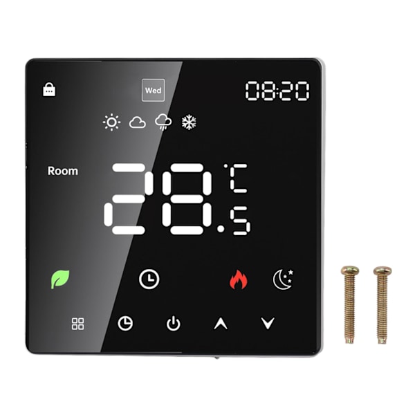 3A Digital Termostat med LCD-skärm Smart Programmerbar Termostat med Touchscreen Hydronisk Pannrumstermostat AC 90V-240V Utan WiFi