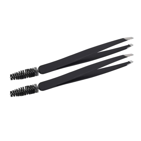 2 STK Øjenbrynspincet Sort Rustfrit Stål Ergonomisk Design Øjenvippepincet til Makeup