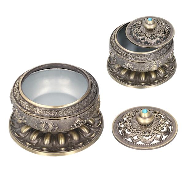 Røgelseholder i zinklegering, brænder, antik stil, ornament, håndværk til hjemmekontor, meditation, bronze, mellemstørrelse