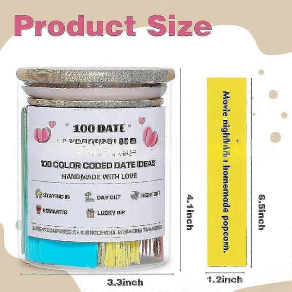 2025 100 Date Ideas in a Jar Portable Wedding Gift for Anniversary Lovers Couples