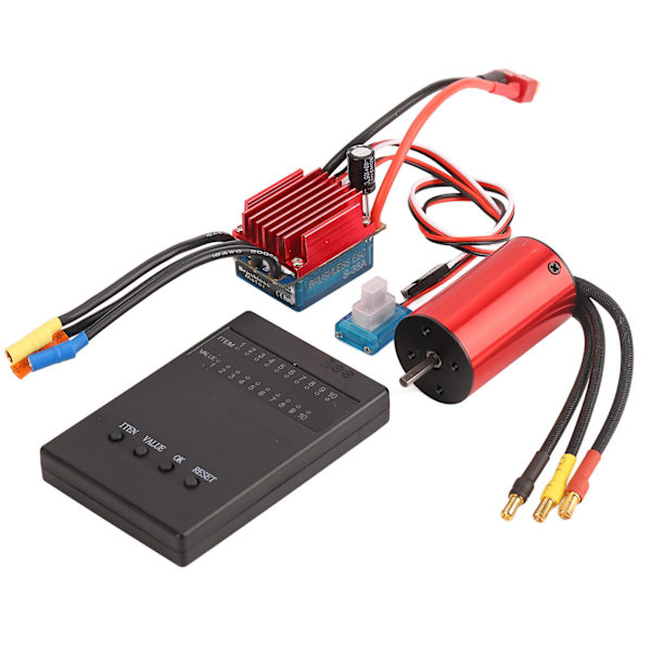 4400KV Borstlös Motor Set Aluminiumlegering Plast 35A Elektronisk Hastighetsregulator Programmeringskort för Traxxas 1/12 RC Bil