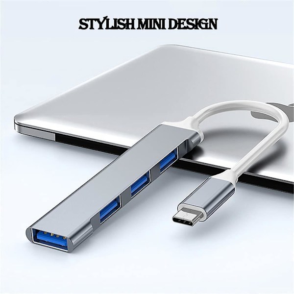 Huiyida 4-porttinen USB 3.0 -keskitin tyypillä C, 5 Gbps:n jakaja tietokoneen lisälaitteille
