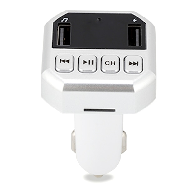 CARB8 Bil FM-sender Bluetooth HD MP3-spiller Håndfri ringesett USB-lader (sølv)