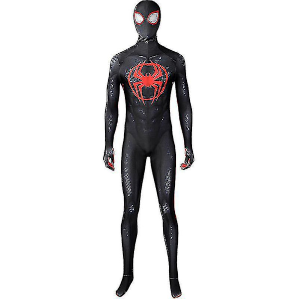 Spider-Man Miles Morales Cosplay -asu - Lapset ja aikuiset, Across The Spider-Verse XS Täysi setti (maski mukaan lukien)