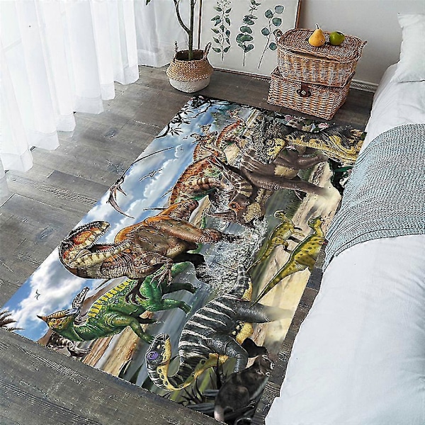 Mattor i nordisk stil 3D Dinosaurie Tryck Tjockare Matta för Vardagsrum Sängsida Sovrum Fjäder Matta Hushålls Flannel Matta/mattor16 90cmx150cm